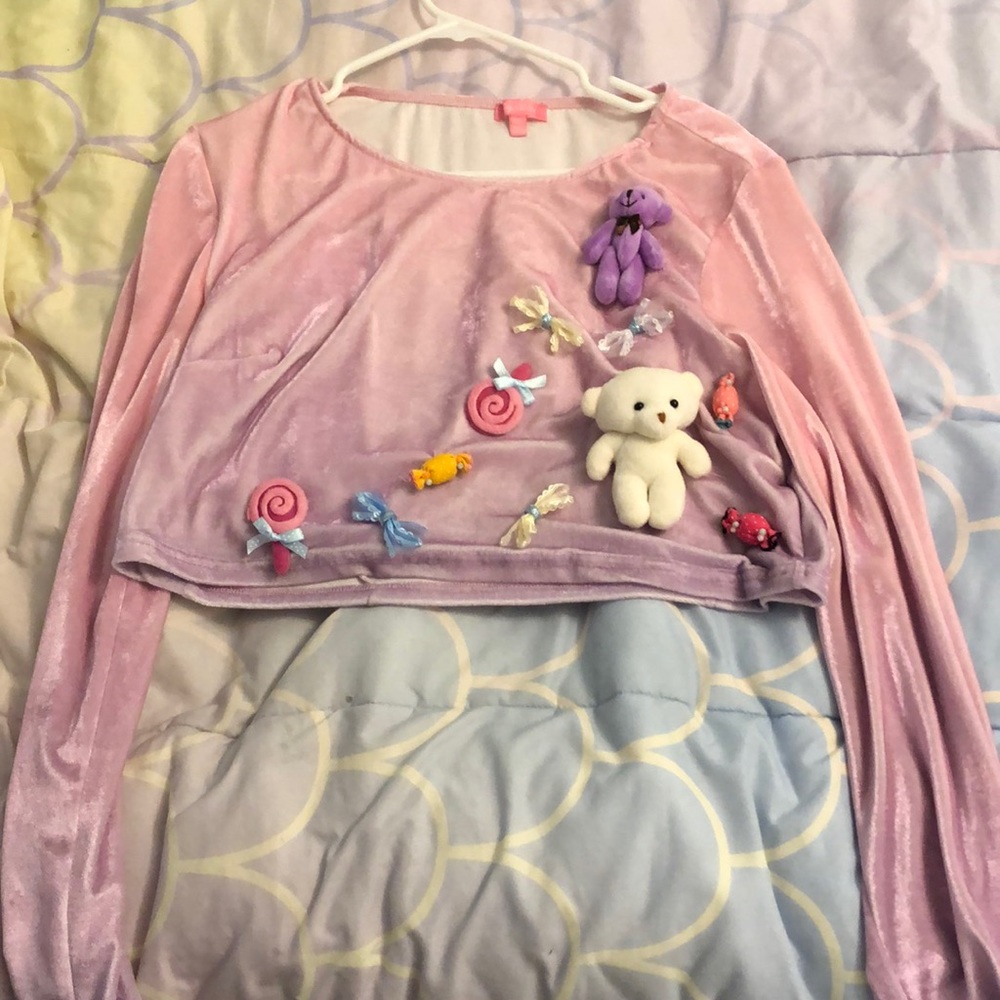 Dolls Kill Pink and Purple Long Sleeve Top